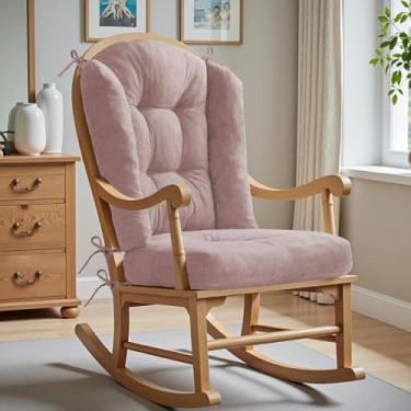 Imagem de Almofada para cadeira de balanço Wingback - Almofadas de cadeira Adirondack grandes tufadas, esponja de alta densidade, almofadas de balanço internas de chenille confortável, conjuntos de 2 peças