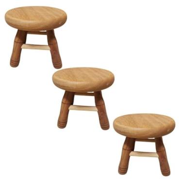 Imagem de Banquinhos Pequenos 21 cm em madeira maciça(3 banquinhos)