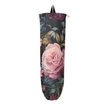 Imagem de GAIGEO Buquê de flores em um escuro, organizadores de saco de plástico, suporte de saco de plástico para armário