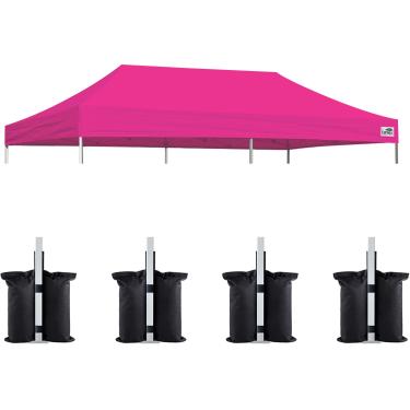 Imagem de Eurmax Capa de substituição para tenda de dossel pop-up de 25,4 x 50,8 cm, capa de cobertura instantânea apenas, escolha 30 cores, pacote de bônus de 4 peças (10 x 20, rosa)
