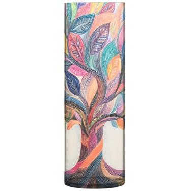 Imagem de Árvore vibrante da vida vasos cilíndricos coloridos decoração de casa vasos grandes de outono vasos de plástico personalizados exclusivos para decoração de casa, 30 cm x 9,9 cm