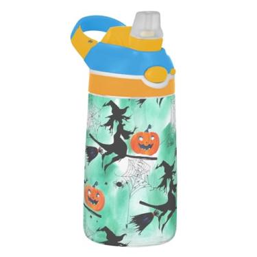 Imagem de Garrafa de água esportiva de 473 ml com canudo para crianças, meninas, meninos, garrafa de água Tritan à prova de vazamento de 473 ml, reutilizável, portátil, infantil, alça de transporte, linda preta