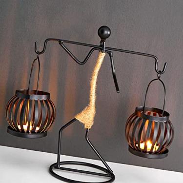 Imagem de Generic Candelabro Artístico de Corda de Cânhamo Em Forma única de Ferro Forjado para Decoração de Bar e Mesa de Sala de Jantar (Tipo D)