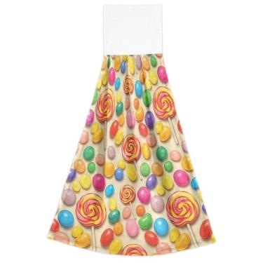 Imagem de Joitme Conjunto de 2 toalhas de cozinha coloridas para pendurar no outono, toalhas de cozinha macias absorventes de pirulitos, toalhas de cozinha decorativas 47 x 35 cm