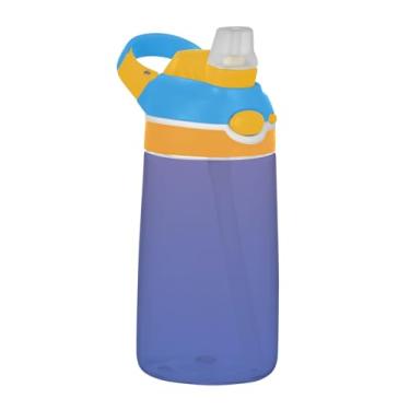 Imagem de Garrafa de água infantil violeta moderna gradiente azul para escola, 473 ml Tritan 473 ml garrafa de água esportiva com canudo, copo de viagem infantil à prova de vazamento, portátil, alça de