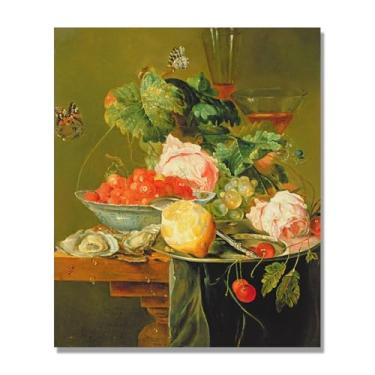 Imagem de Arte floral vintage natureza morta, pintura botânica clássica, decoração de casa quente para sala de estar e sala de jantar. B14. Apenas tela 30x36cm-11,8x14,2 pol