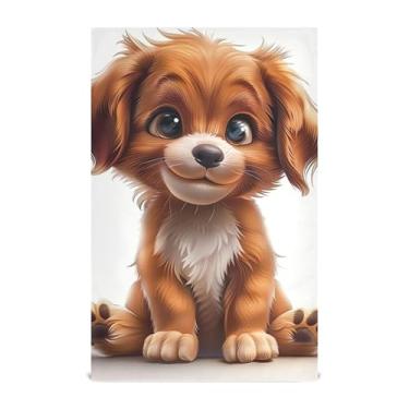 Imagem de Joisal Conjunto de toalhas de prato de cachorro em miniatura de desenho animado decoração de cozinha toalha de mão de chá bonito pano de limpeza absorvente 45 x 71 cm, pacote com 6