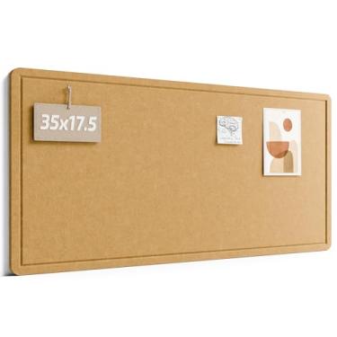 Imagem de Quadro de avisos Fluxnara, quadro de cortiça alternativo de 89 cm x 44,5 cm com 12 abas adesivas removíveis seguras, placa de alfinete de feltro dobrável para escritório em casa, sala de aula, quarto