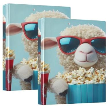 Imagem de Fichários personalizados modernos com estampa noturna de ovelhas com três anéis de 3 cm, 200 folhas, fichário de escritório, 31,5 x 27 x 6 cm, pacote com 2