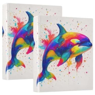 Imagem de Fichários personalizados Tie Dye Dolphin com 3 anéis de 3 cm comporta 200 folhas de caderno, fichário de apresentação de anel redondo, 31,5 x 27 x 6 cm, 1 pacote