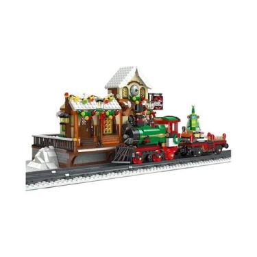 Imagem de Trem De Natal Motorizado Modelo De Blocos De Montar DIY Decoração De F