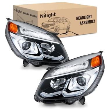 Imagem de Nilight Conjunto de farol compatível com Chevy Equinox 2016 2017 estilo original, faróis de halogêneo, alojamento cromado, refletor âmbar, lado do passageiro e do motorista