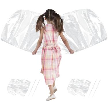 Imagem de Conjunto de 4 peças de bandeira de igreja de louvor de 95 x 130 cm com haste escalável, bandeiras de adoração para meninas e adultos praticam desempenho, bandeiras de asa de anjo semicírculo design