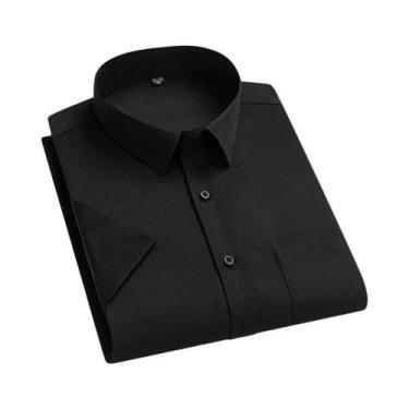 Imagem de Camisa Branca Masculina Slim Fit Antirrugas De Manga Curta S-7XL Blusa