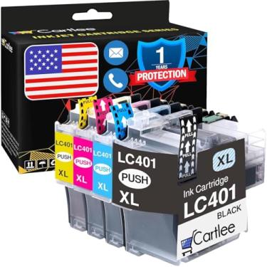 Imagem de Cartlee Cartuchos de tinta compatíveis de substituição para Brother LC401xl cartuchos de tinta para impressora Brother para MFC J1010dw para LC401 LC 401 j1170dw 401xl - pacote com 4