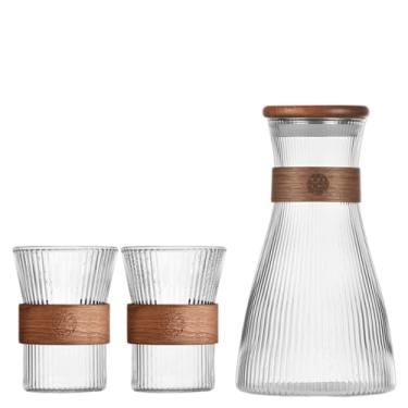 Imagem de Chaleira de Vidro Frio com 2 Xícaras Boro Silicato Alto Temperatura Utensílios Água Grande Capacidade para Casa Versátil Anel Madeira -Queimadura Mate