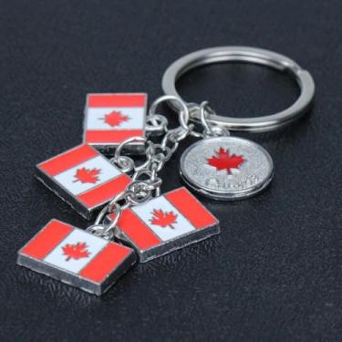 Imagem de 1 chaveiro com bandeira canadense joias liga de zinco lembrança turista chaveiro folha de bordo adequado para várias combinações