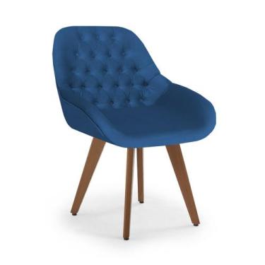 Imagem de Poltrona Base Fixa Pé Madeira Capitonê Pandora - Zari Decor, Velutto M