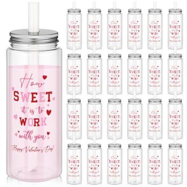 Imagem de Yungyan 24 peças, presentes de agradecimento de colega de trabalho para funcionários presente de equipe 400 ml, copos de plástico reutilizáveis com tampas e canudos, copos de presente de dia dos