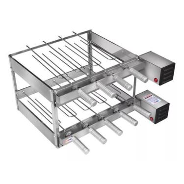 Imagem de Churrasqueira Grill Giratoria Dupla 9 Espetos Inox 2 Motores Bivolt We