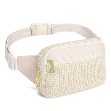 Imagem de Bolsa de cinto de palha, bolsas transversais para mulheres, pochete pequena, bolsa de verão, bolsas de praia de tecido, Caqui com faixa Browm