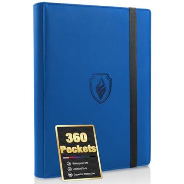 Imagem de Fabmaker Pasta De Cartão Premium Com 9 Bolsos, Pasta De Cartão Comercial Com Capa De Pu Para 360 Cartas, Álbum De Coleção De Cartões Resistente, Pastas De Porta-Cartões Para Yugioh, Mtg, Tcg, Cartas D