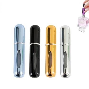 Imagem de Pacote com 4 minifrascos atomizadores portáteis de perfume recarregável de 10 ml – frasco de refil de perfume tamanho viagem, mini spray vazio para recarregar, frascos de spray de amostra pequena para