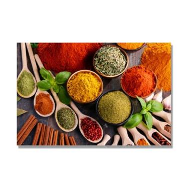 Imagem de NHLDZYH Arte de parede em tela colorida para especiarias e colher de tempero | Decoração de cozinha vintage | Arte moderna para casa e sala de jantar. C53. 60 x 90 cm - 23,7 x 35,5 pol. Somente tela