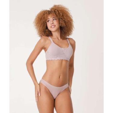 Imagem de Calcinha Biquíni Recorte Renda Canelada Marisa-75394, Bege, GG