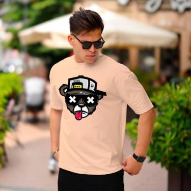 Imagem de Camiseta Manfinity Urso Bolado T-shirt Camisa Algodão Puro, Bege, GG