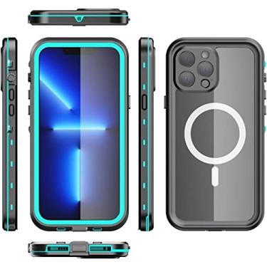 Imagem de KAPPDE Capa para iPhone 13 Pro Max/13 Pro/13, IP68 Waterpoof Capa à prova de choque à prova de choque Protetor de tela integrado Capa à prova d'água transparente (Cor: Azul, Tamanho: 13 Pro Max 6,7 polegadas)