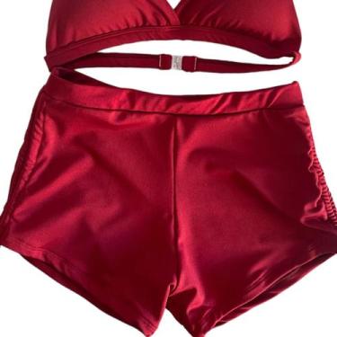 Imagem de Short Suquini Feminino bionda shortinho de praia  - Meribella, Bordô, 