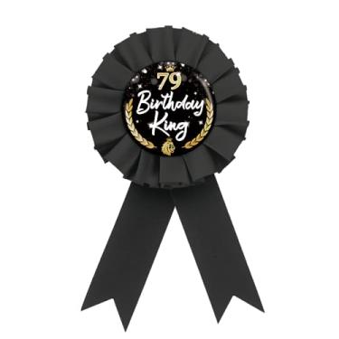 Imagem de Broche It's My 79th Birthday Tinplate Badge Pin, Black Rosete Happy 79th Birthday Button Button, 79 Birthday King Button for Men, Seventy Nine Award Ribbon Brooch Party Supplies