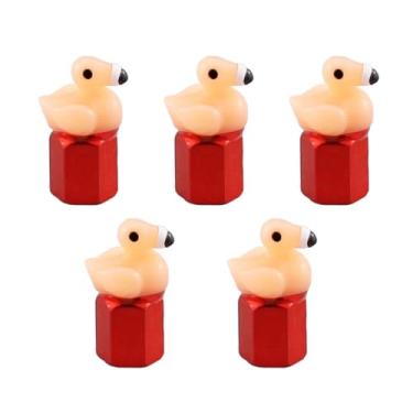 Imagem de Tampas de haste de válvula de flamingo mini pato, tampas de válvula de pneu, figuras de animais quentes, capa de borracha (pacote com 5) universal para carro, caminhão, SUV, motocicleta, bicicleta