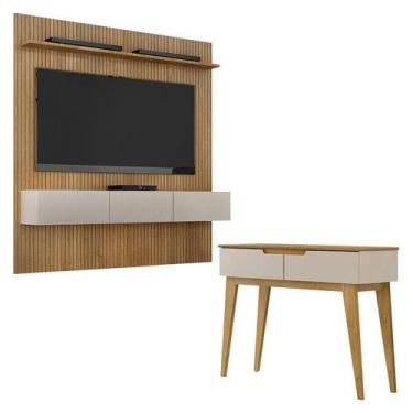 Imagem de Home Suspenso Frisado Curitiba 180 e Aparador Bellíssima Cinamomo Off 