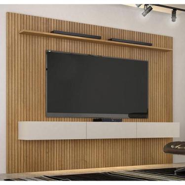 Imagem de Home Suspenso Frisado Ambiente Curitiba 2240 com Nicho Cinamomo Off Wh