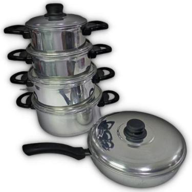 Imagem de Jogo de panelas completo com frigideira grande color reforçado para su