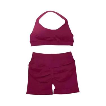 Imagem de Conjunto De Top E Shorts Sem Costura De Cintura Alta Para Academia, Ro