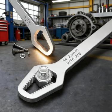 Imagem de Chave universal ajustável - Ferramenta de autoaperto de ponta dupla de 8 a 22 mm para engenharia mecânica, reparo de máquinas, reparo de automóveis e bricolage (prata)