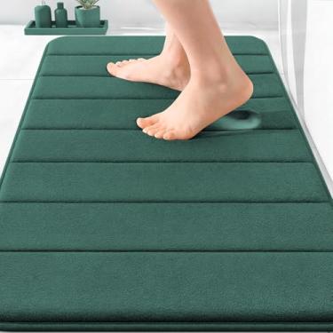 Imagem de OLANLY Tapete de banho listrado de espuma viscoelástica 76 x 50 cm, tapetes absorventes supermacios, secagem rápida, tapetes de chuveiro laváveis na máquina, tapete de banho, acessórios de decoração