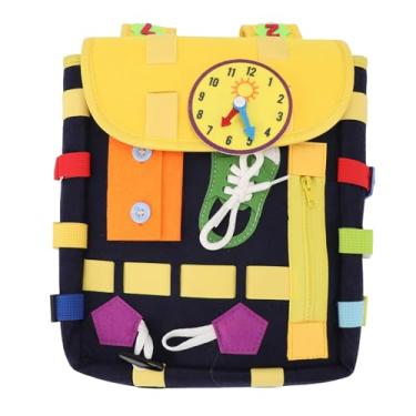 Imagem de Yinhing Mochila de Feltro para Criança Com Brinquedos de Aprendizagem, Quadro de Atividades Educacionais Sensoriais para o Desenvolvimento de Habilidades Cognitivas, Com Design (azul-marinho)