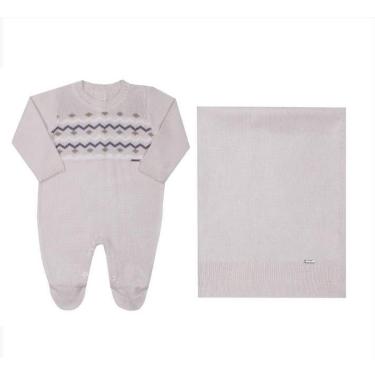 Imagem de Saída Maternidade Luxo Bebê Menino Malha Tricô Paraiso 16145-Masculino