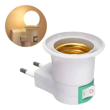 Imagem de 2X Adaptador Soquete E27 Para Lâmpada Tomada Chave Liga De