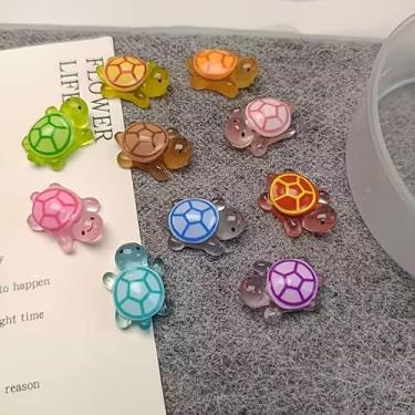 Imagem de 20 peças de mini tartaruga que brilham no escuro, decorações coloridas de tartarugas de resina translúcida para artesanato DIY, lembrancinhas de festa, jardim de fadas, cores mistas