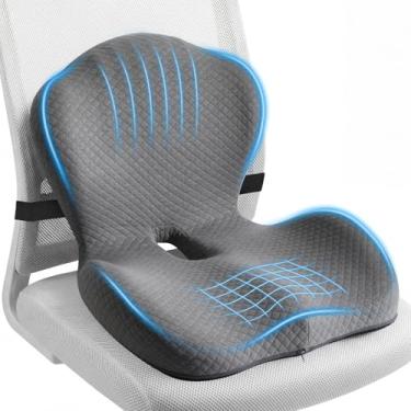Imagem de Pakanana Almofada de cadeira de escritório para alívio da dor no cóccix e nas costas, almofadas ergonômicas de suporte lombar forte, almofada de espuma viscoelástica confortável para alívio da dor