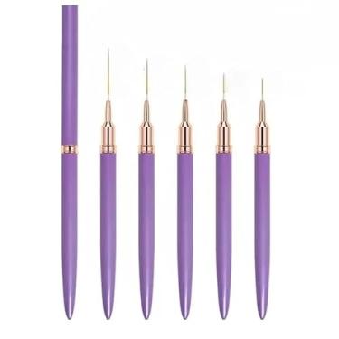 Imagem de Conjunto de pincéis profissionais de 5 peças para arte de unhas - delineador de detalhes, pincel fino e pincéis de pontos para designs complexos, padrões e linhas finas - tamanhos 5/8/12/20/25 mm