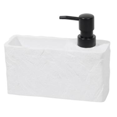 Imagem de Generic Dispensador de sabão para pia, organizador de resina, acessórios compactos e práticos, suporte com bomba para esponjas e escovas de cozinha, Branco