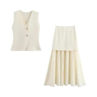 Imagem de Conjunto De Saia Feminina Vermelha Vinho, Top Sem Mangas Com Decote Em