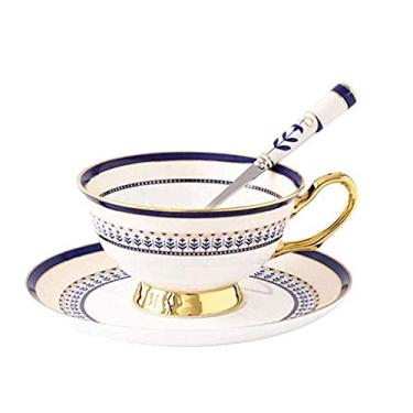 Imagem de Xícara de café e pires de cerâmica elegante, xícara de almoço de tímpano, casa, cozinha, escritório, 200 ml