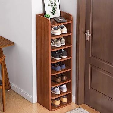 Imagem de Sapateira independente, sapateira para entrada com armazenamento de botas prateleiras organizadoras estreitas de sapato, rack organizador de sapatos de entrada vintage com prateleiras abertas (tamanho